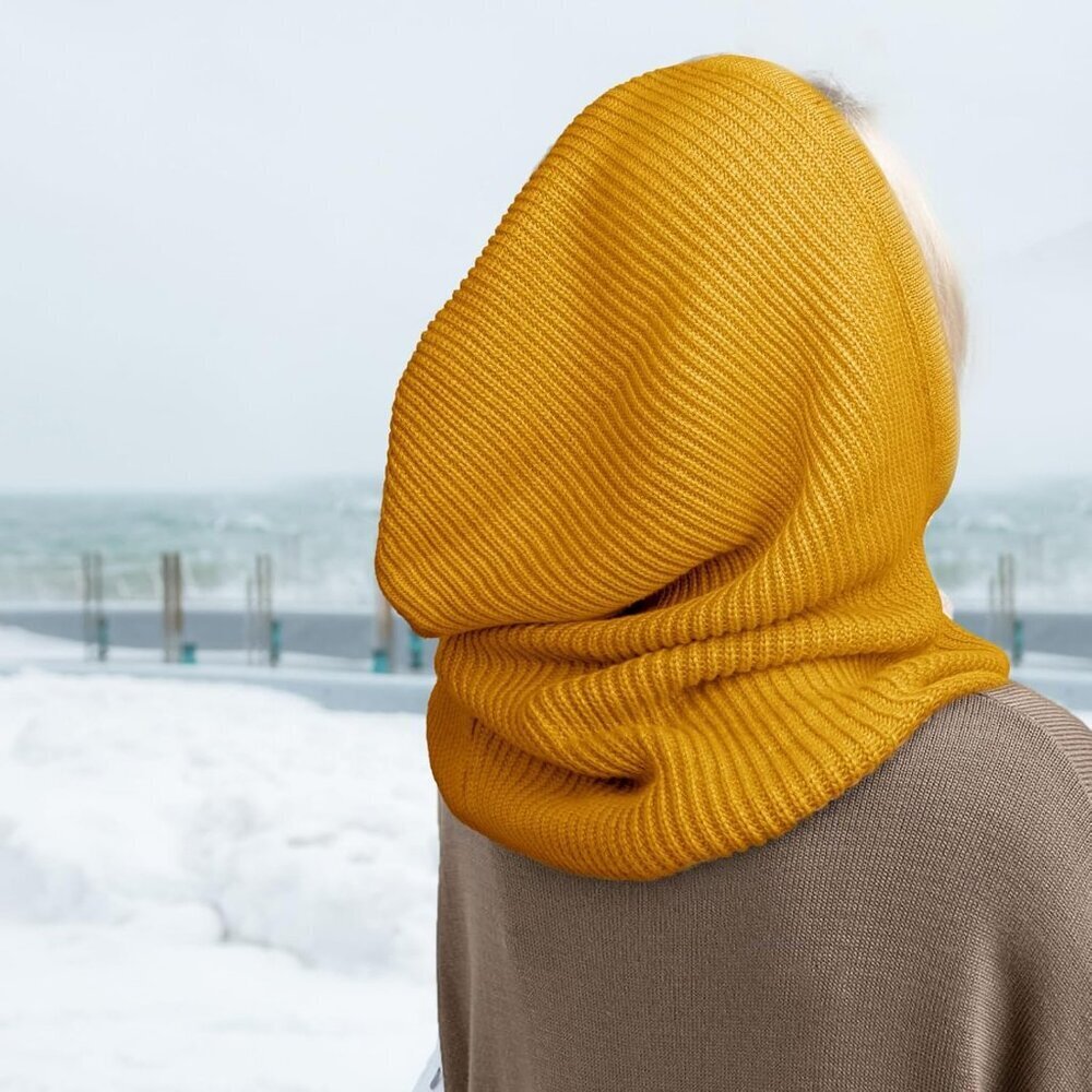 Unisex Yellow Beanie Skull Cap with Drawstring Warm Winter Hats for Outdoor - Picture 4 of 7